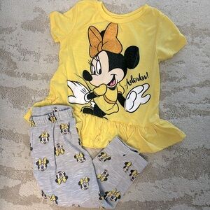 3T Minnie matching set, yellow, glitter bow